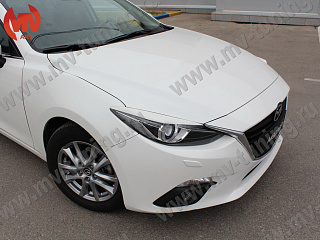 Реснички на фары var №1 Mazda 3 (2013-2016) (для моделей с адаптивными фарами) + УСТАНОВОЧНЫЙ КОМПЛЕКТ