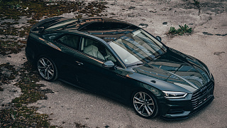 BLACKOUT EDITION Спойлер-Лип (черный глянец) Audi A5 (кузов F5) (2016-2020) + УСТАНОВОЧНЫЙ КОМПЛЕКТ