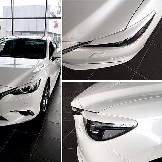 Крашеный комплект. Реснички на фары Mazda 6 / Atenza GJ (2015 - 2018) Цвет Красный 41V+ УСТАНОВОЧНЫЙ КОМПЛЕКТ