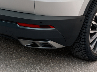 Space Gray. Имитация насадок глушителя(выхлопа) крашенные для Skoda Karoq 2017 - 2021