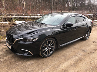 Крашеный комплект. Реснички на фары Mazda 6 / Atenza GJ (2015 - 2018) Цвет Красный 41V+ УСТАНОВОЧНЫЙ КОМПЛЕКТ