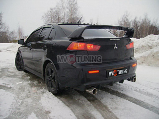 Накладка на задний бампер в стиле var №1 EVO Текстурный пластик Mitsubishi Lancer X (2007-2016)